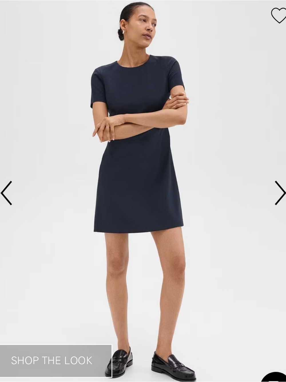 Theory Short Sleeve Sheath Mini Dress in Navy Good Wool